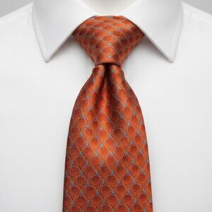 Croft & Barrow Silk Tie Geometric Burnt Orange Blue Formal Business Dress